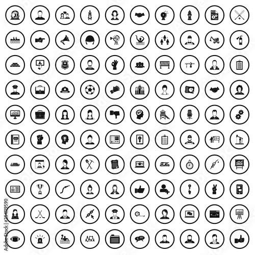 100 team work icons set in simple style for any design vector illustration