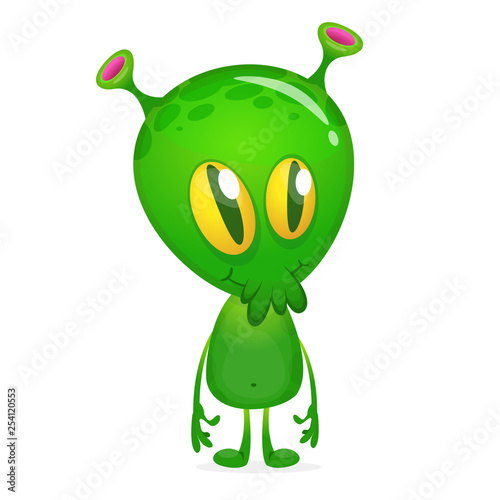 Green alien cartoon. Vector illustration isolated photo