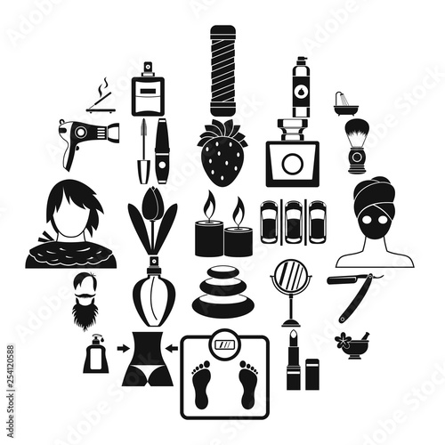 Cosmetology icons set. Simple set of 25 cosmetology vector icons for web isolated on white background