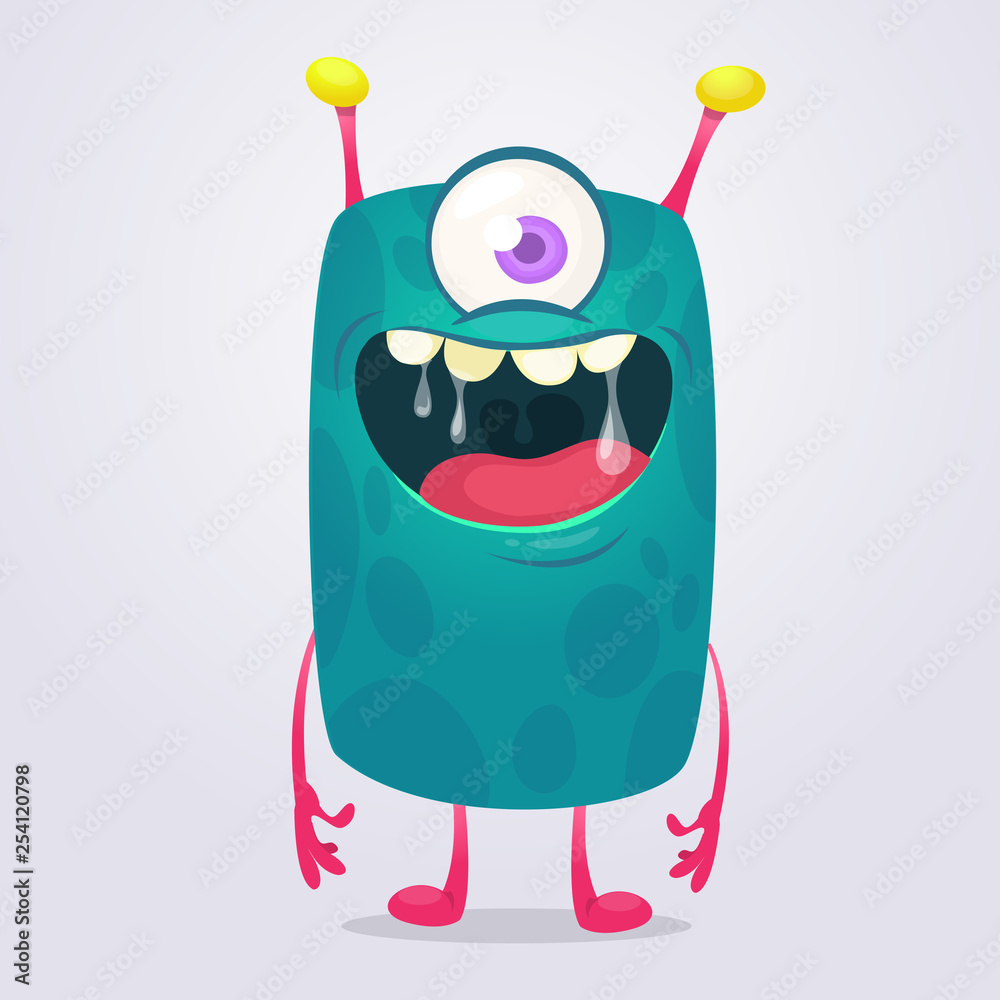Funny cartoon monster with one eye. Halloween illustration Funny cartoon monster with one eye. Halloween illustration