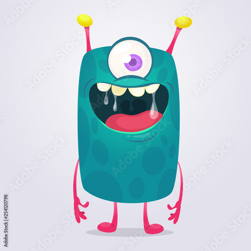 Funny cartoon monster  with one eye. Halloween illustration