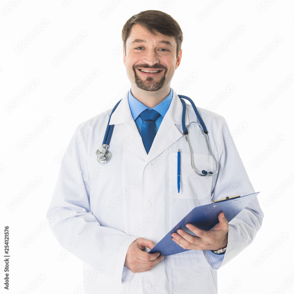 Male Doctor standing with folder Male Doctor standing with folder