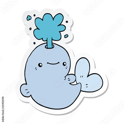 sticker of a cartoon whale spouting water