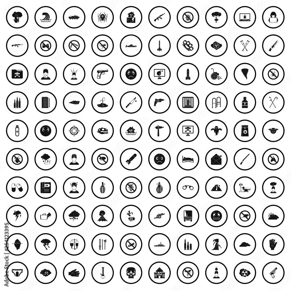 100 tension icons set in simple style for any design vector illustration