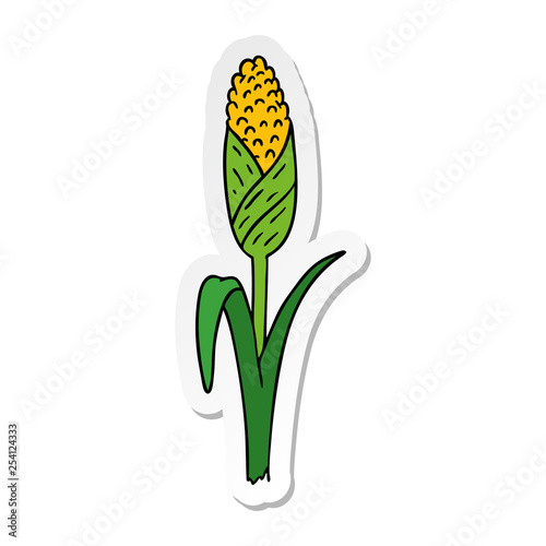 sticker cartoon doodle of fresh corn on the cob
