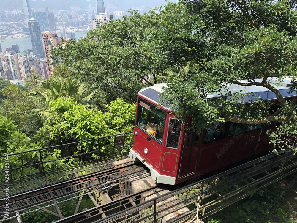 Obraz premium train on the bridge hong kong