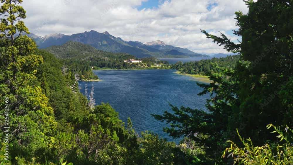 Lake district near Bariloche, Patagonia, Argentina. Nahuel Huapi National Park. Shot from Punto panoramico, 4K
