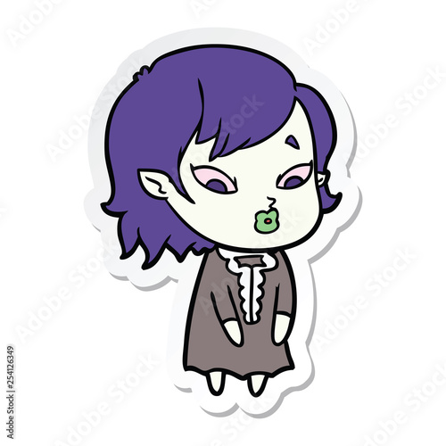 sticker of a cute cartoon vampire girl