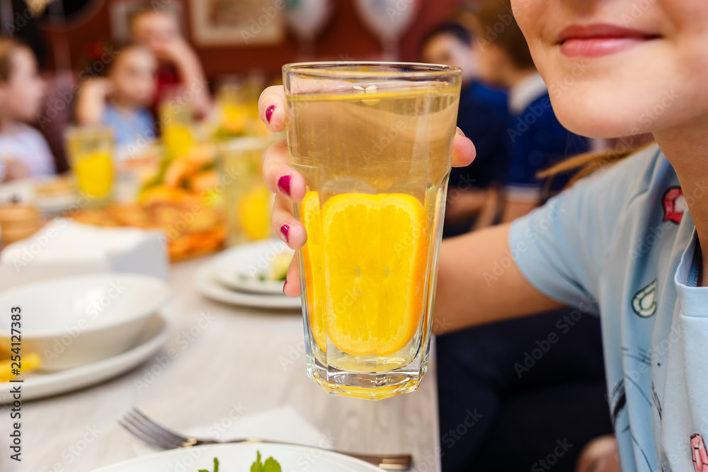 girl drinks orange juice girl drinks orange juice