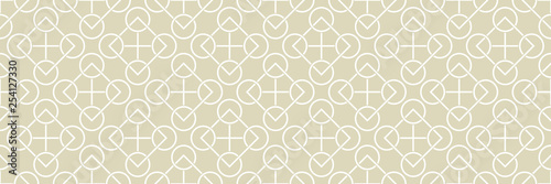 Geometric seamless pattern. White ornament on olive green long background