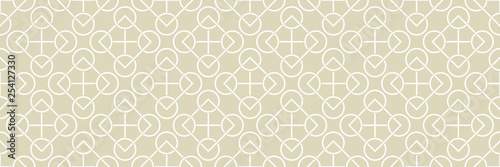 Geometric seamless pattern. White ornament on olive green long background