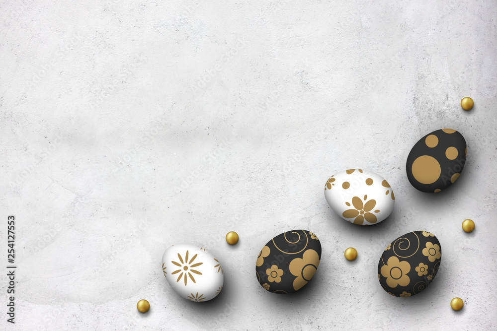 easter eggs on the cement floor background. top view easter eggs on the cement floor background. top view
