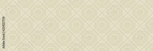 Geometric seamless pattern. White ornament on olive green long background