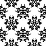 Seamless background with floral black and white monochrome decorative pattern