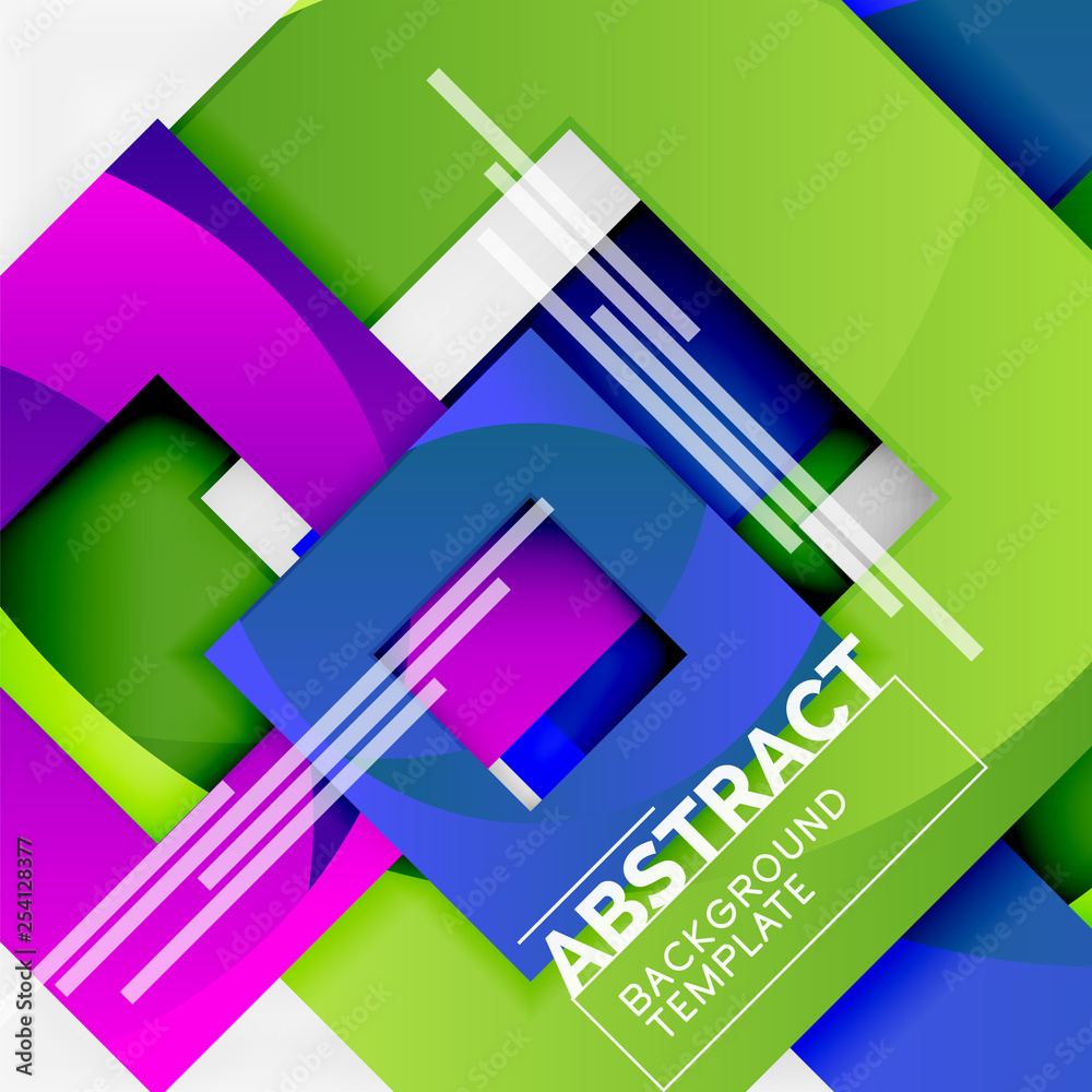 Obraz premium Color square composition with text. Geometric abstract background