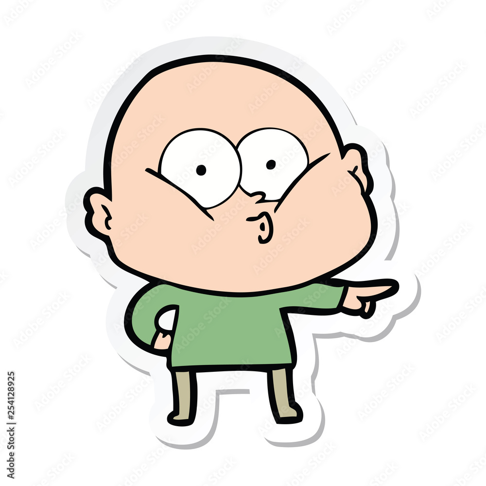 sticker of a cartoon bald man staring sticker of a cartoon bald man staring