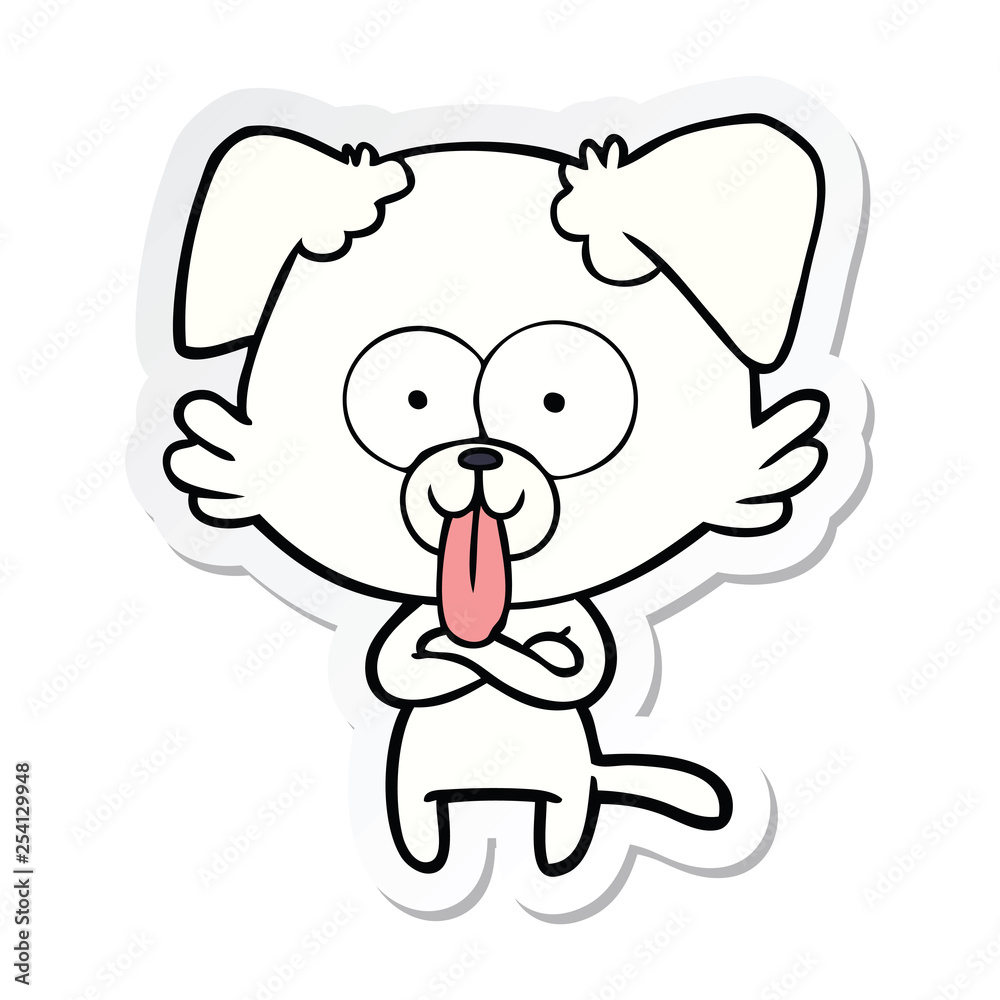 sticker of a cartoon dog with tongue sticking out sticker of a cartoon dog with tongue sticking out