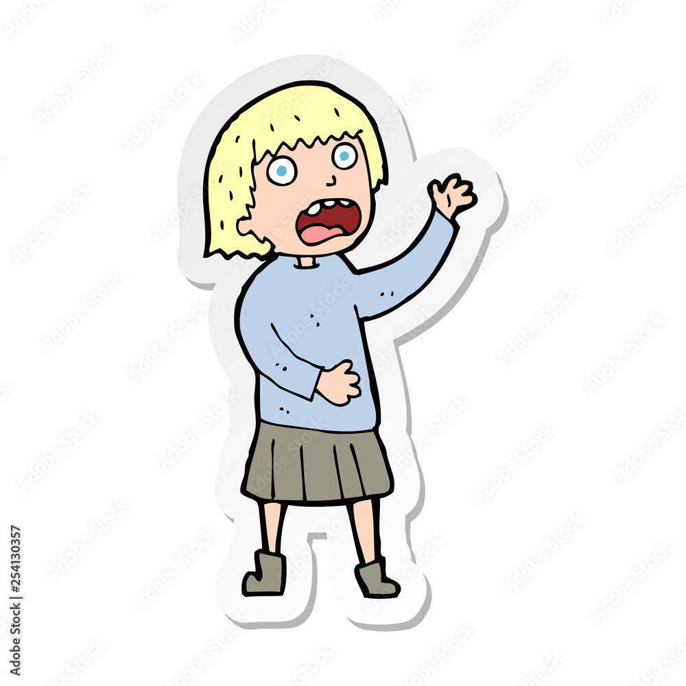 sticker of a cartoon stressed out woman sticker of a cartoon stressed out woman