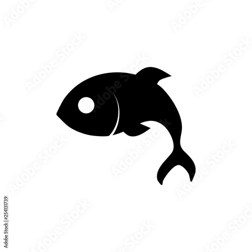 Fish web icon. Flat design. Seafood symbol. Fish icon. Logo template. Vector symbol of fishing club or online shop. Restaurant menu.