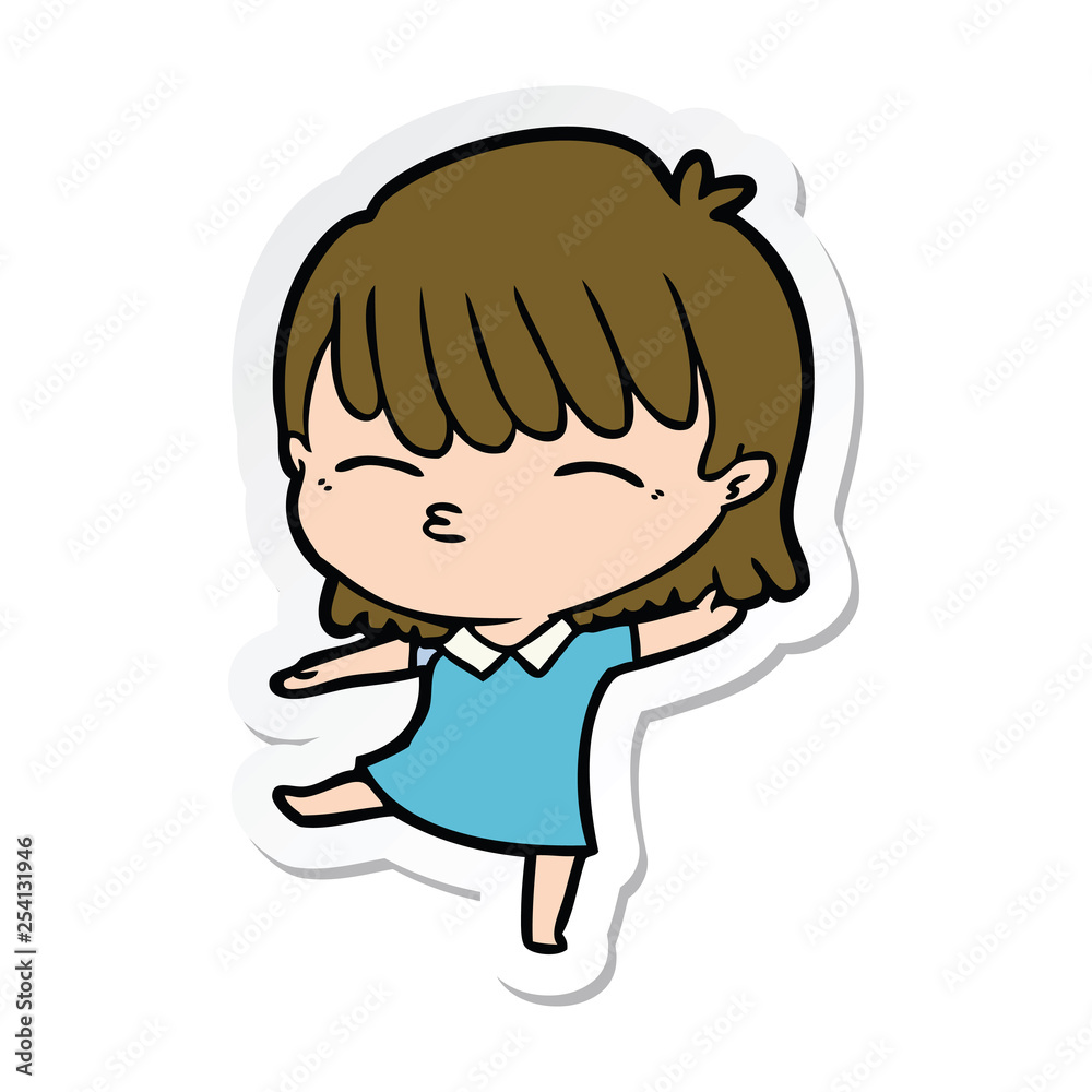 sticker of a cartoon woman