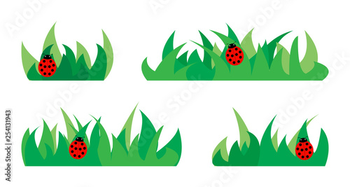 Set of silhouettes of green grass.