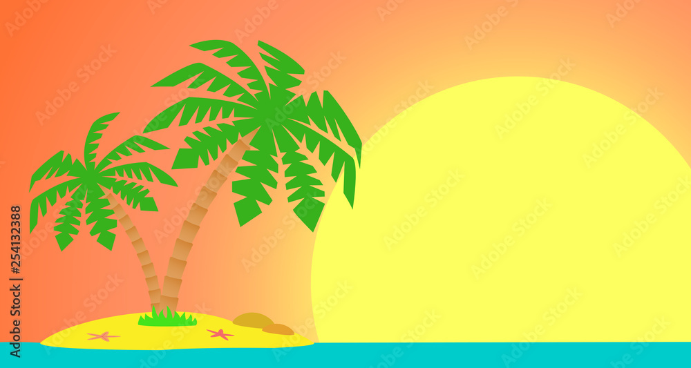 An island with a palm tree.