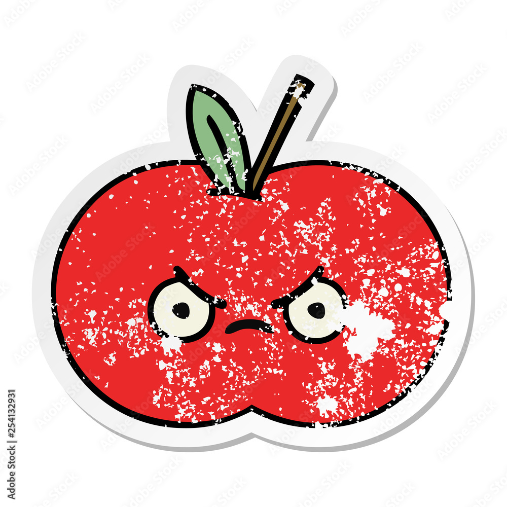 distressed sticker of a cute cartoon red apple distressed sticker of a cute cartoon red apple