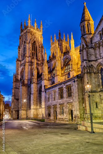 The famous York Minster in England at twilight