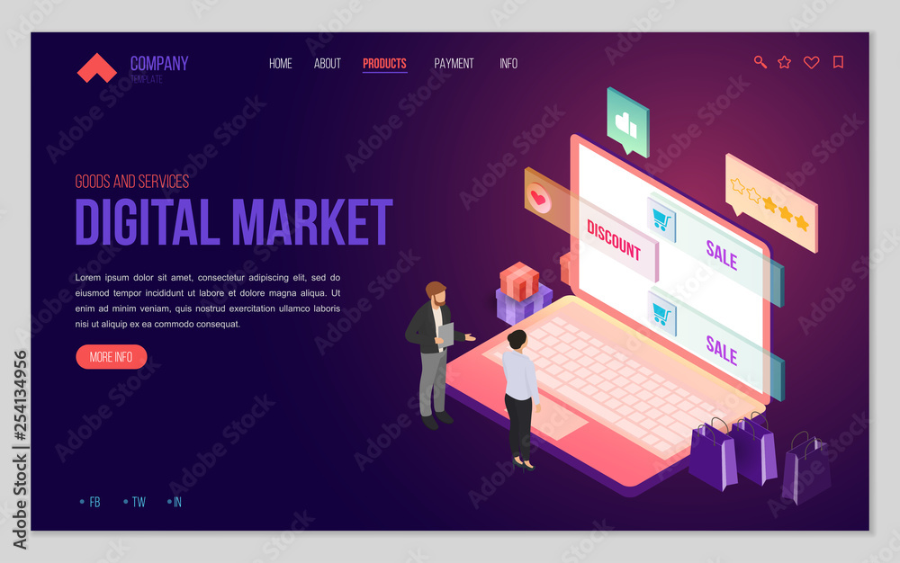 Design website or landing page template. Minimal modern concept for online shopping, e-commerce market. Isometric vector illustration. Design website or landing page template. Minimal modern concept for online shopping, e-commerce market. Isometric vector illustration.