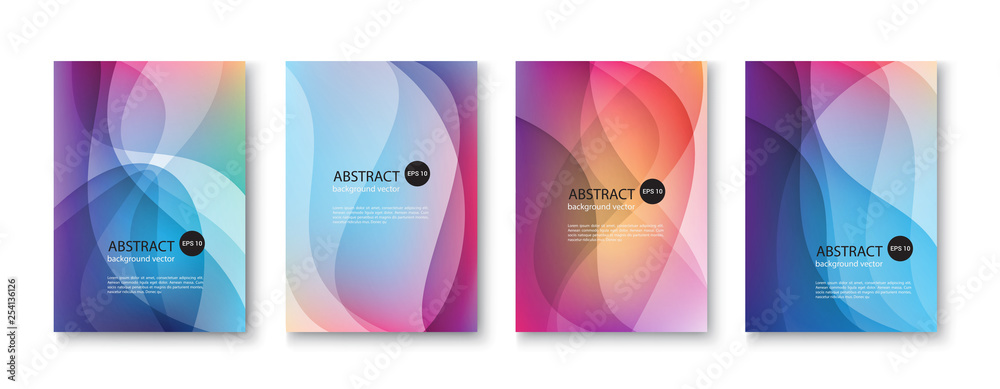 Set of abstract vector backgrounds with line waves.Vector illustration. - obrazy, fototapety, plakaty 