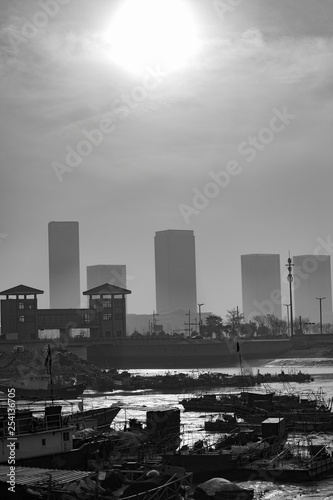 Sunset at the seaside. China. Lianyungang. 