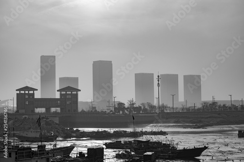 Sunset at the seaside. China. Lianyungang. 