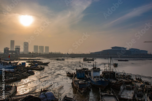 Sunset at the seaside. China. Lianyungang. 