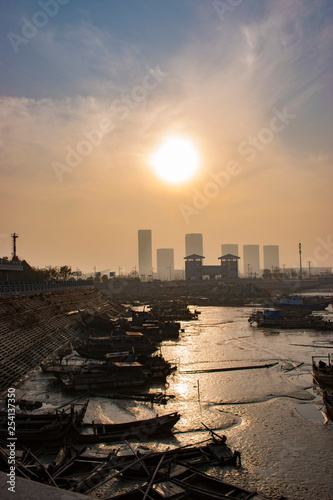 Sunset at the seaside. China. Lianyungang. 