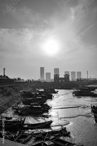 Sunset at the seaside. China. Lianyungang. 