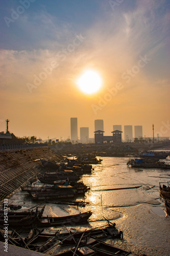 Sunset at the seaside. China. Lianyungang. 