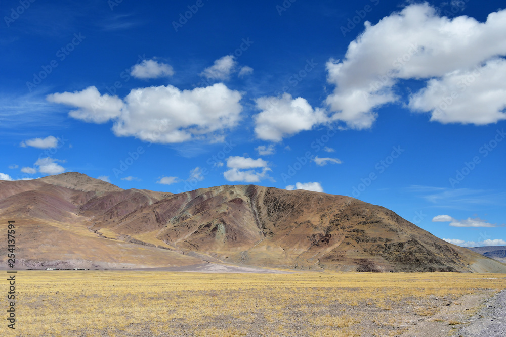 Mountains on the way to the salt lake Tarok. China, Tibet Mountains on the way to the salt lake Tarok. China, Tibet