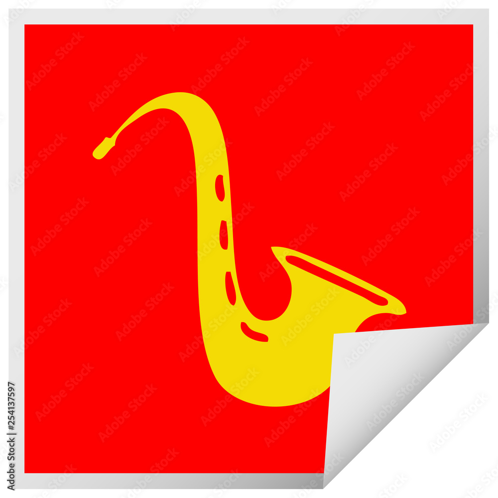 square peeling sticker cartoon musical saxophone square peeling sticker cartoon musical saxophone