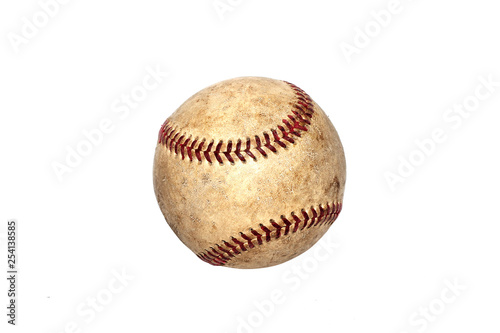 Vintage Old baseball Isolated on a White Background