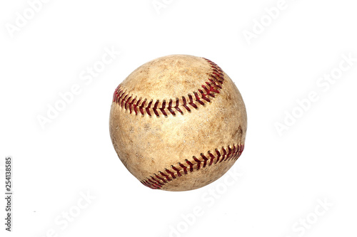 Canvas Print Vintage Old baseball Isolated on a White Background