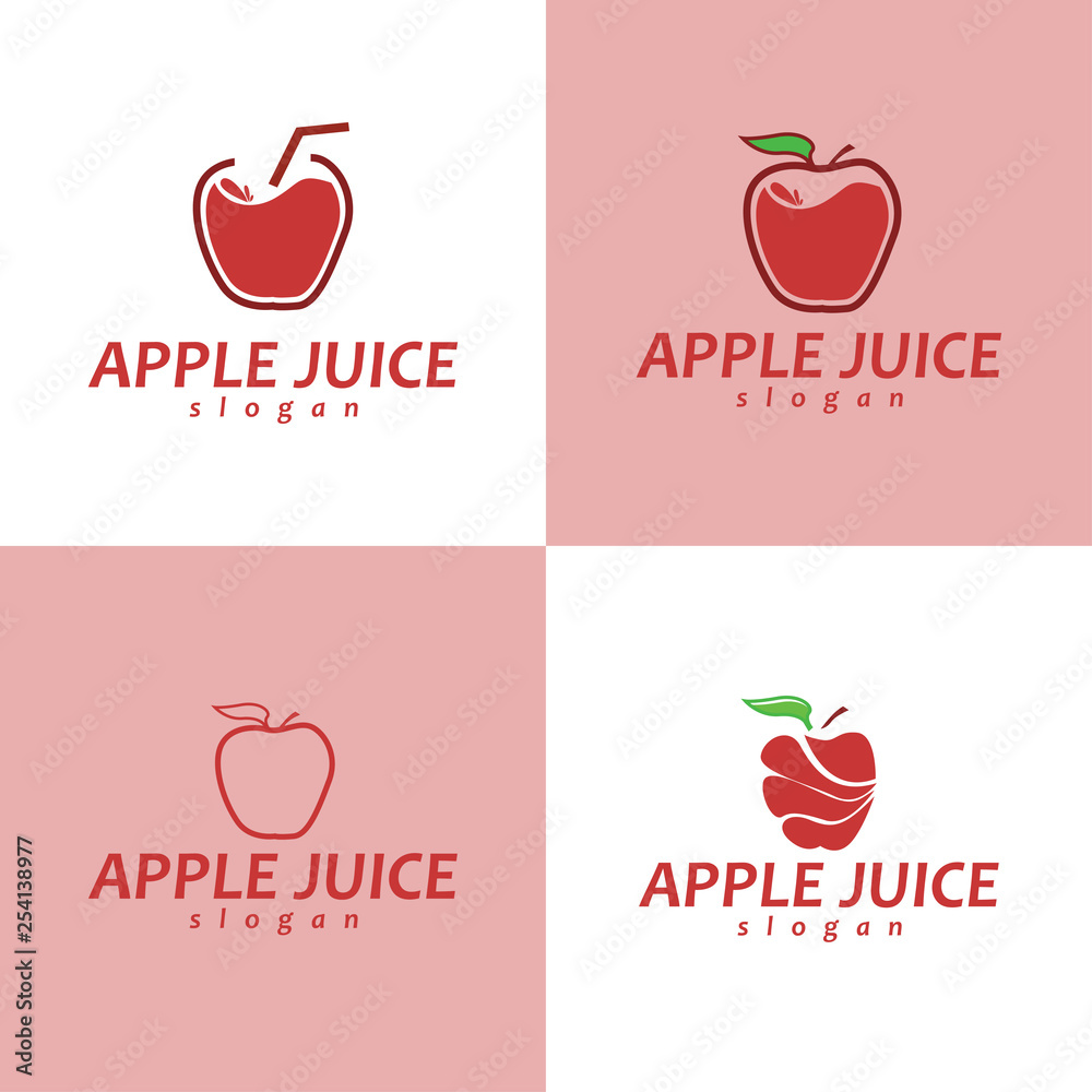Juice Logo. Set of Juice Logo. Apple Juice Logo Design. Stock Vector