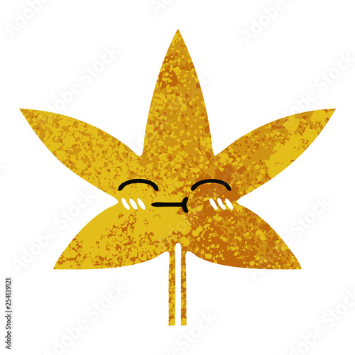retro illustration style cartoon autumnal leaf