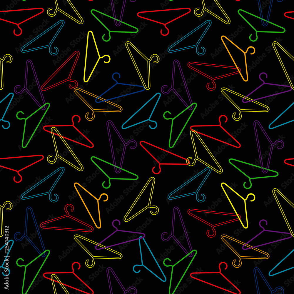 Seamless pattern. Hangers on a black background. Vector illustration Seamless pattern. Hangers on a black background. Vector illustration