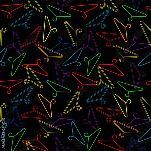 Seamless pattern. Hangers on a black background. Vector illustration
