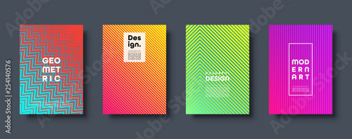 Modern abstract background with geometric shapes and lines. Colorful trendy minimal A4 template cover with acid colors and halftone gradient. EPS 10 vector illustration.