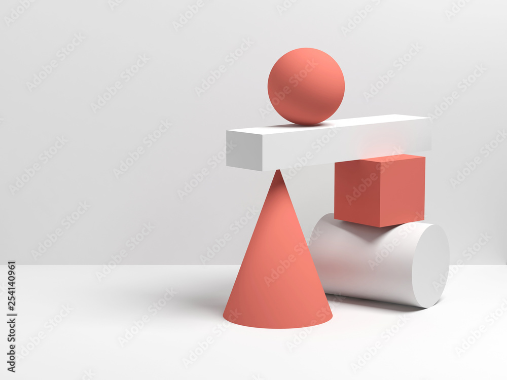 Abstract 3d equilibrium still life installation Abstract 3d equilibrium still life installation