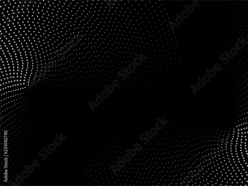 Abstract dotted background. Radial black halftone pattern