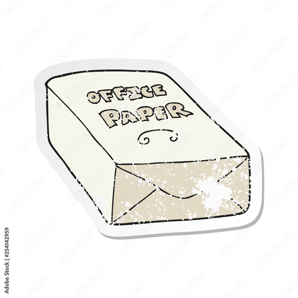 retro distressed sticker of a cartoon office paper retro distressed sticker of a cartoon office paper