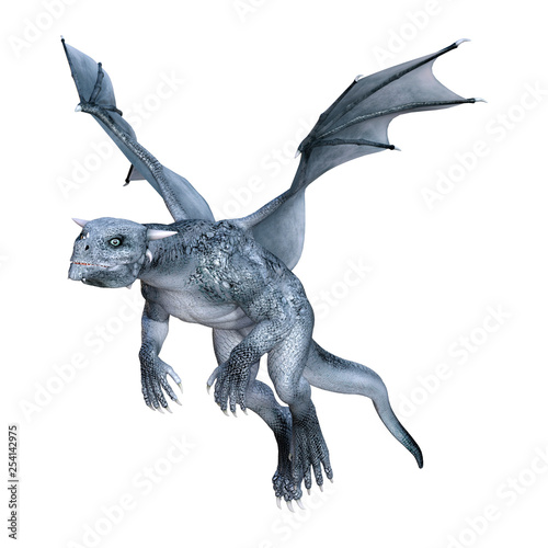 3D Rendering Fairy Tale Dragon on White