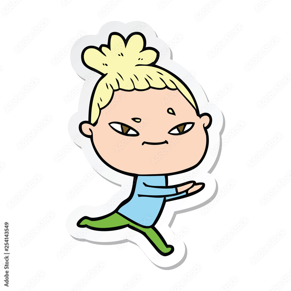 sticker of a cartoon woman